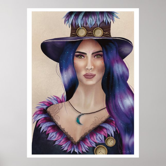 Póster Retrato acuático de una mujer inspirada en el Stea (Frente)