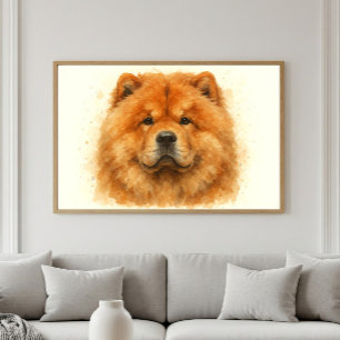 Póster Retrato acuático Fluffy Chow Chow
