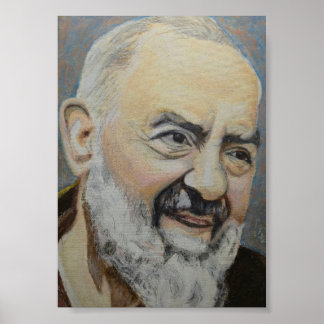 Póster Retrato al óleo de San Padre Pío de Pietrelcina