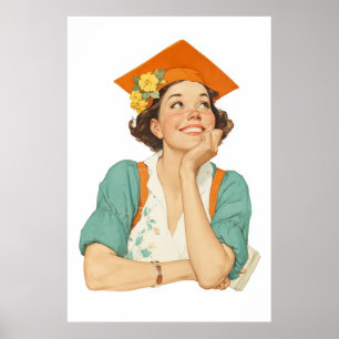 Póster Retrato alegre del Día de la Graduación