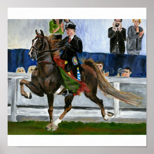 Póster Retrato americano de caballo ensillado (Frente)
