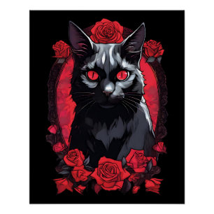 Póster Retrato animal gótico   Gato negro