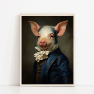 Póster Retrato antiguo de cerdito, retrato de animal vict