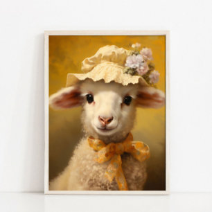 Póster Retrato Antiguo de Cordero, Retrato de Animal Vict