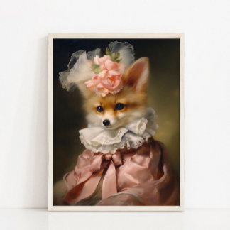 Póster Retrato antiguo de zorro bebé, retrato de animal v