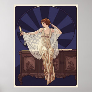 Póster Retrato Art Nouveau de Lilian Gish