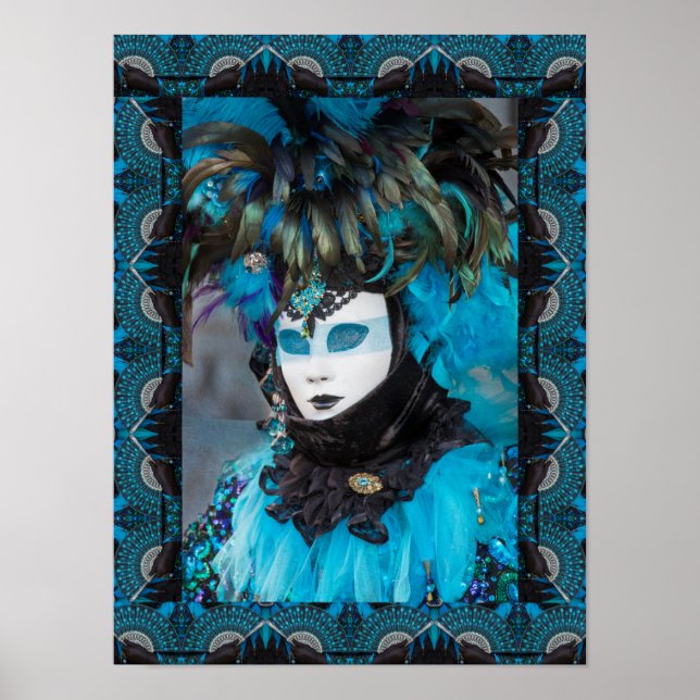 Póster Retrato artístico de disfraces de carnaval, Veneci (Frente)