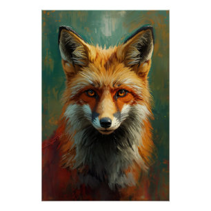 Póster Retrato artístico de Fox roja - Pintura vibrante d
