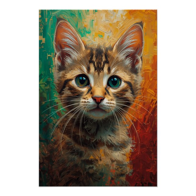 Póster Retrato artístico de gatitos - Pintura vibrante de (Anverso)
