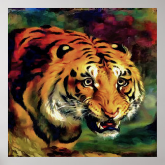 Póster Retrato artístico del tigre parpadeante