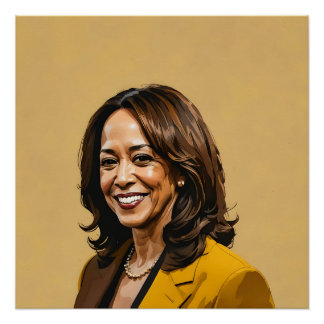 Póster Retrato artístico Kamala Harris, versión marrón