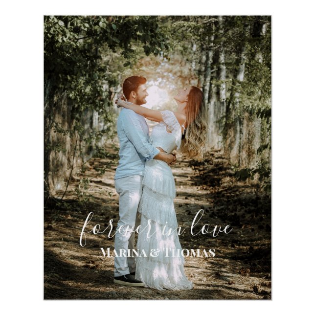 Póster Retrato Boda personalizado caligrafía moderna (Anverso)