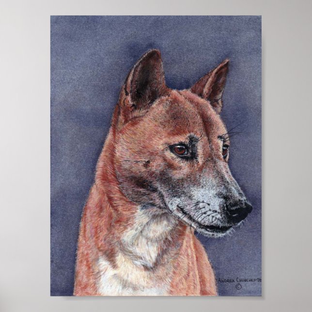 Póster Retrato canto de perro de Nueva Guinea (Frente)