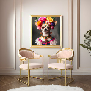 Póster Retrato Chihuahua Frida Kalo Museo de arte artísti