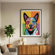Retrato Colorido de Perro Boyero Australiano en Ar