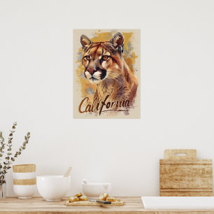 Póster Retrato Cougar de león de montaña de California