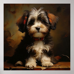 Póster Retrato cuadrado del realismo del cachorro haitian