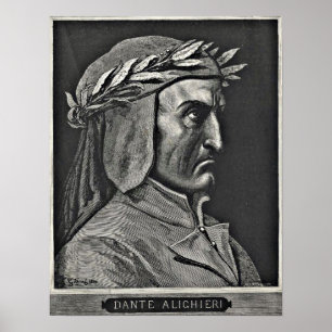 Póster Retrato Dante Alighieri Etching