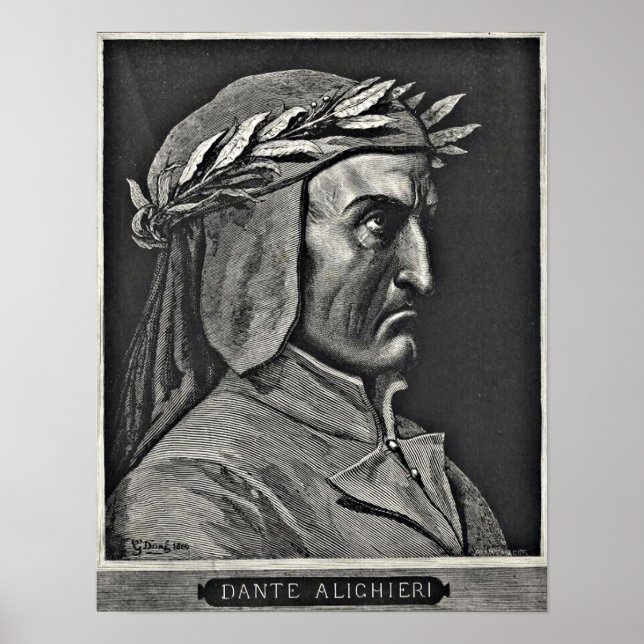Póster Retrato Dante Alighieri Etching (Frente)