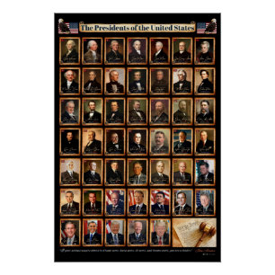 Póster Retrato de 47 presidentes estadounidenses Donald T