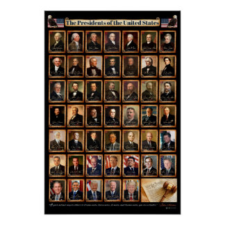 Póster Retrato de 47 presidentes estadounidenses Donald T