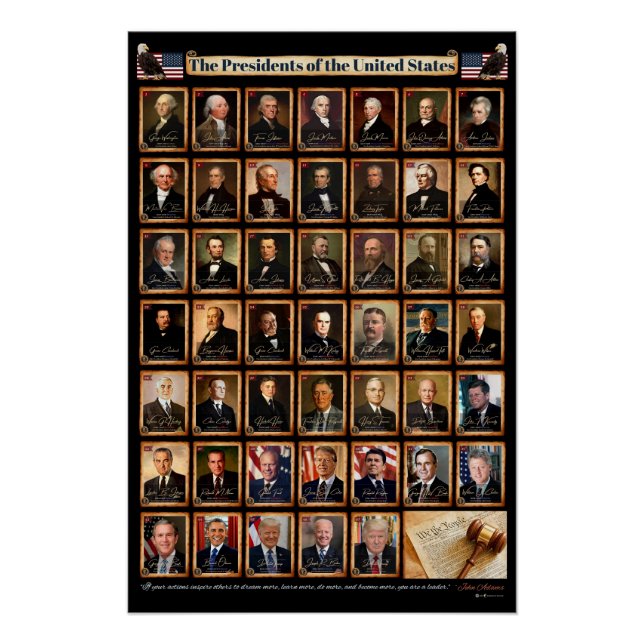 Póster Retrato de 47 presidentes estadounidenses Donald T (Anverso)