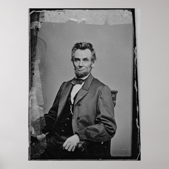 Póster Retrato de Abraham Lincoln por Mathew Brady (Frente)
