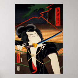 Póster Retrato de actor con Katana de Toyohara Kunichik