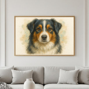Póster Retrato de acuarela de Pastor Australiano