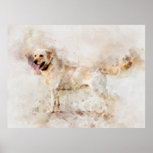 Póster Retrato de acuarela de perro recuperador de labrad