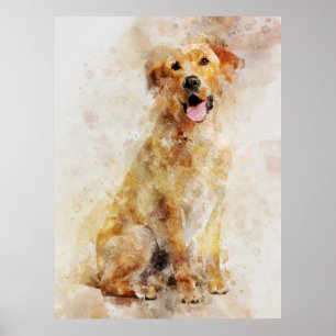 Póster Retrato de acuarela de perro recuperador de labrad