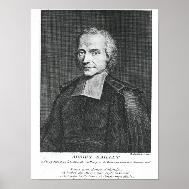 Póster Retrato de Adrien Baillet (Frente)