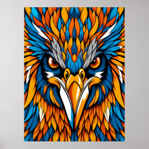 Póster Retrato de Águila Colorido Abstracto