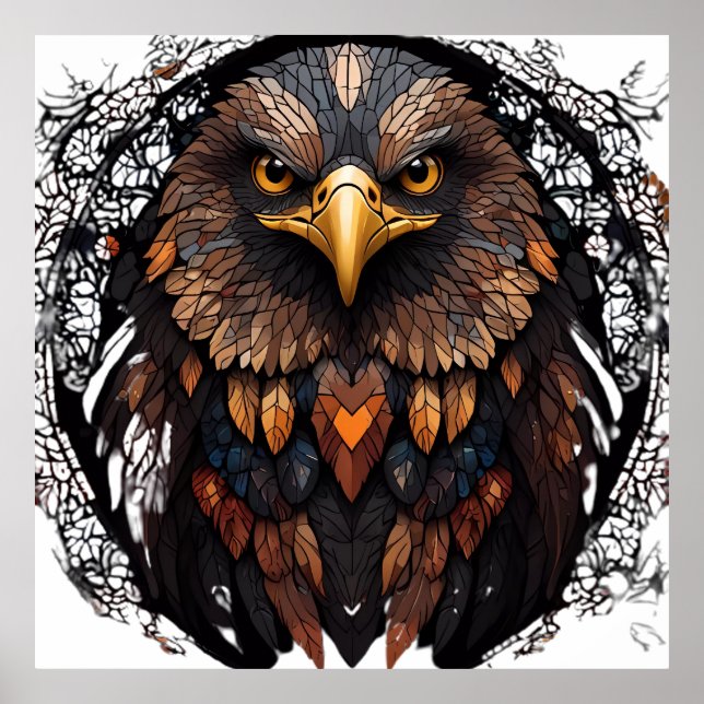 Póster Retrato de águila mosaica (Frente)