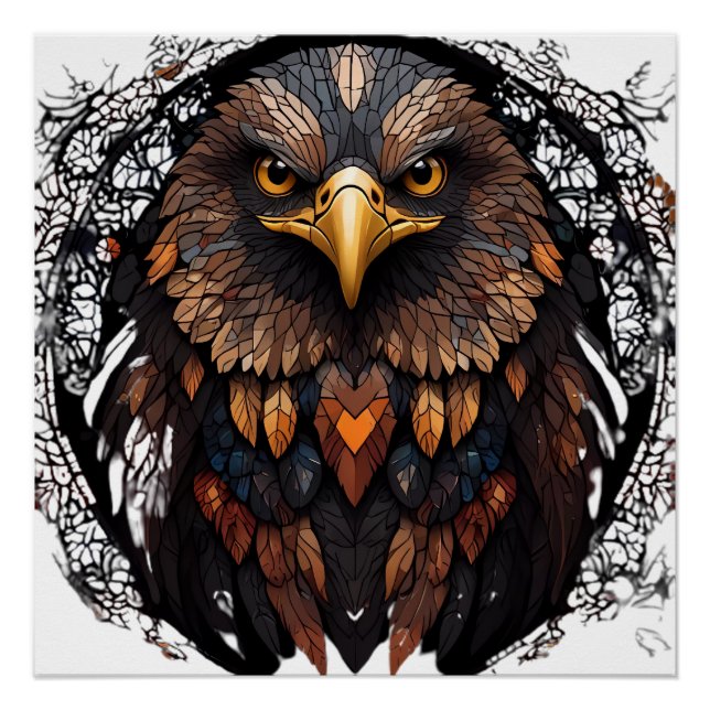 Póster Retrato de águila mosaica (Anverso)