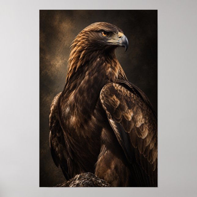 Póster Retrato de Águila Real con Luz Dramática Vida Silv (Frente)
