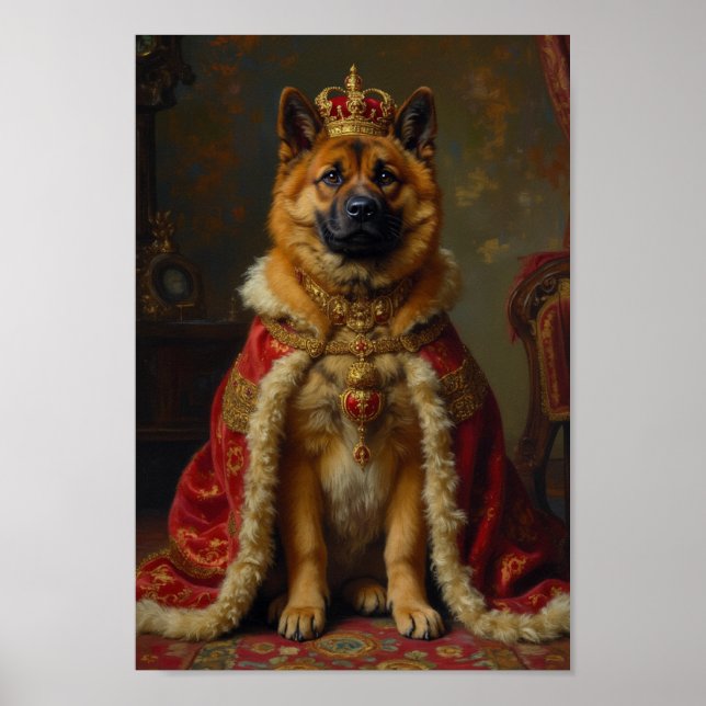Póster Retrato de Akita Americano Real (Frente)