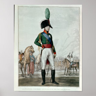 Póster Retrato de Alexander I Pavlovich con su ejército