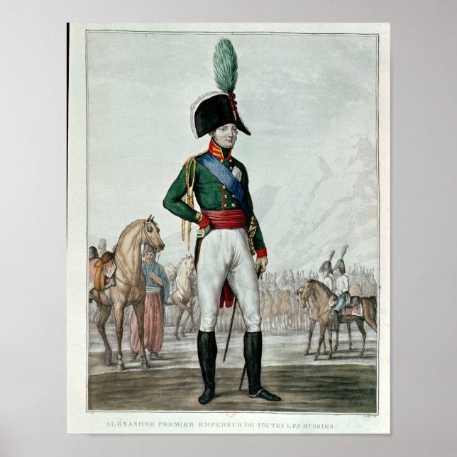 Póster Retrato de Alexander I Pavlovich con su ejército (Frente)