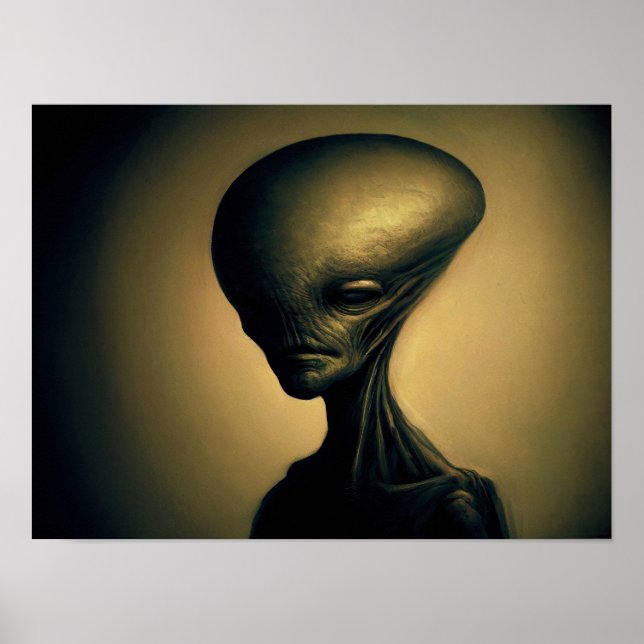 Póster Retrato de Alien dibujado a mano (Frente)