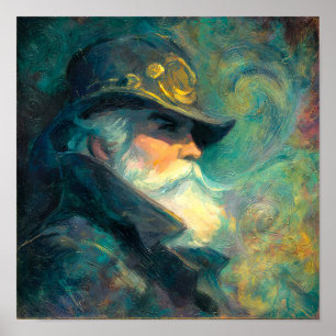 Póster Retrato de anciano invernal vintage