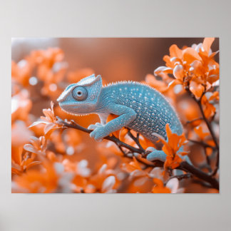 Póster Retrato de animal salvaje camaleón en entorno natu