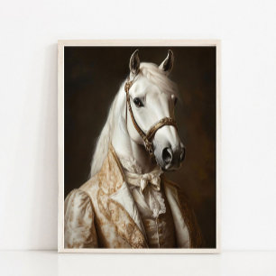 Póster Retrato de animal victoriano, caballo blanco real