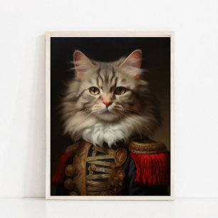 Póster Retrato de animal victoriano, cartel de gato real,