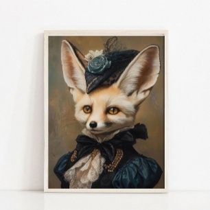 Póster Retrato de animal victoriano, dama real zorro vint