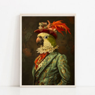 Póster Retrato de animal victoriano, loro real vintage
