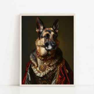 Póster Retrato de animal victoriano, perro vestido vintag
