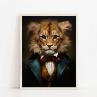 Póster Retrato de animales victorianos, bebé león real vi