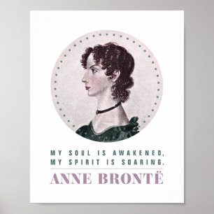 Póster Retrato de Anne Bronte y cita mi alma despertada