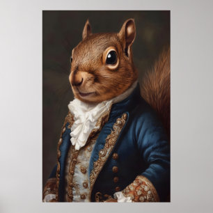 Póster Retrato de ardilla aristocrática, animal renacenti